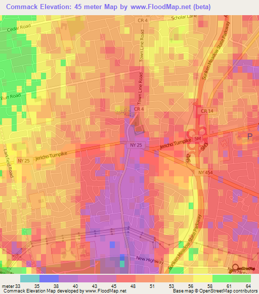 Commack,US Elevation Map