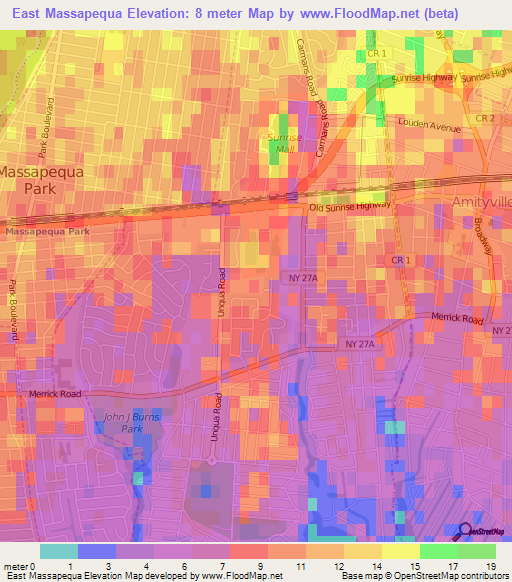 East Massapequa,US Elevation Map