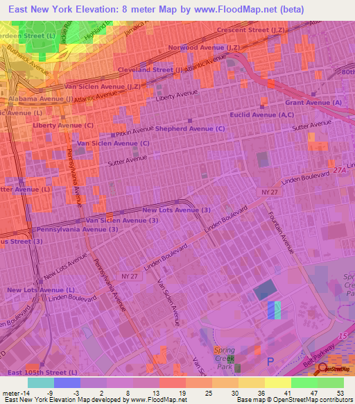 East New York,US Elevation Map