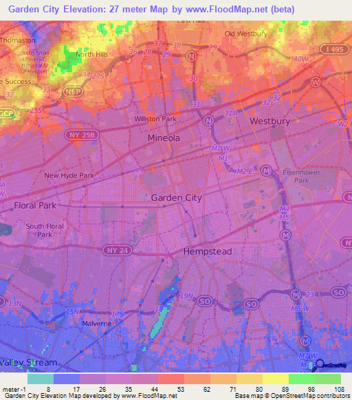 Garden City,US Elevation Map