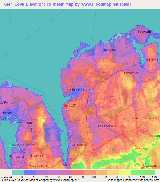 Glen Cove,US Elevation Map