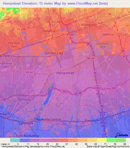 Hempstead,US Elevation Map