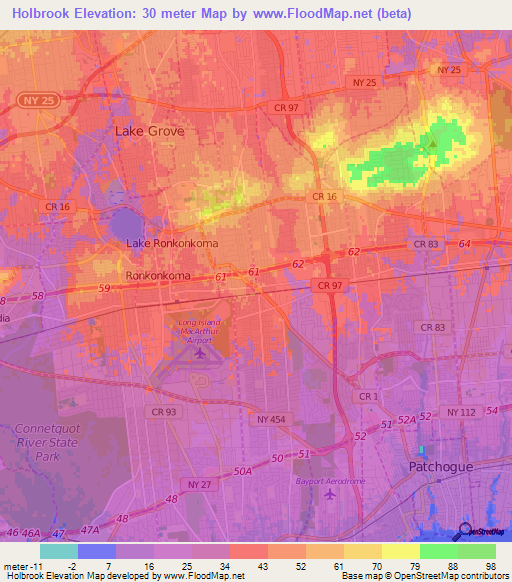 Holbrook,US Elevation Map