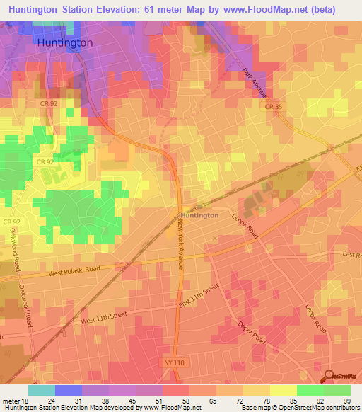 Huntington Station,US Elevation Map