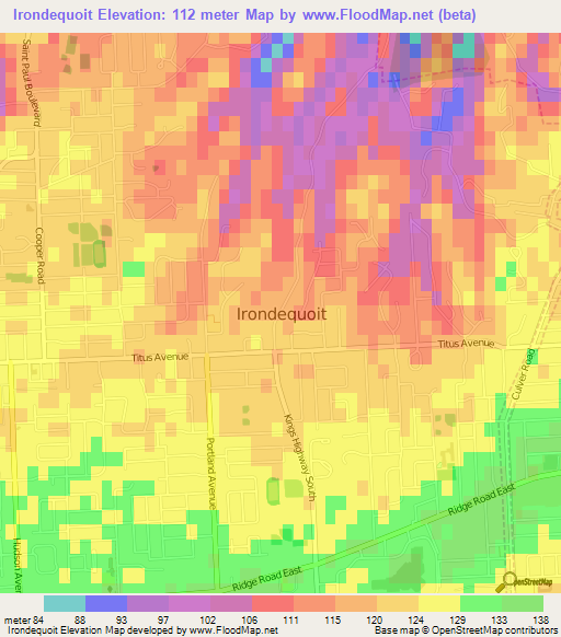 Irondequoit,US Elevation Map