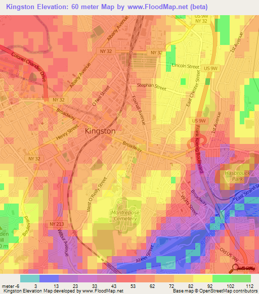 Kingston,US Elevation Map