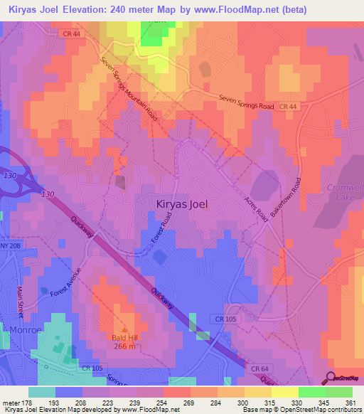 Kiryas Joel,US Elevation Map