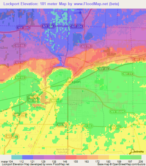 Lockport,US Elevation Map