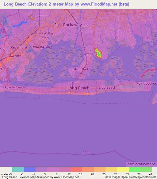 Long Beach,US Elevation Map