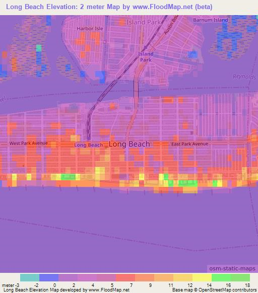 Long Beach,US Elevation Map