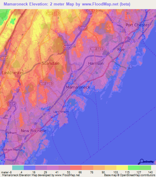 Mamaroneck,US Elevation Map