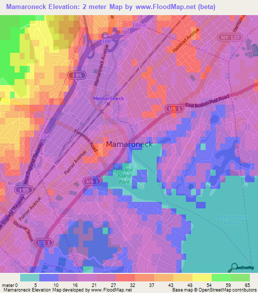 Mamaroneck,US Elevation Map