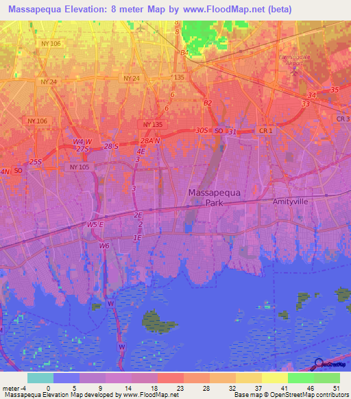 Massapequa,US Elevation Map