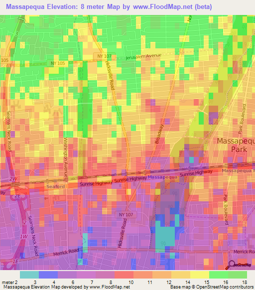 Massapequa,US Elevation Map