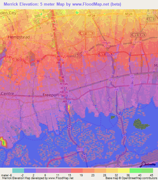 Merrick,US Elevation Map