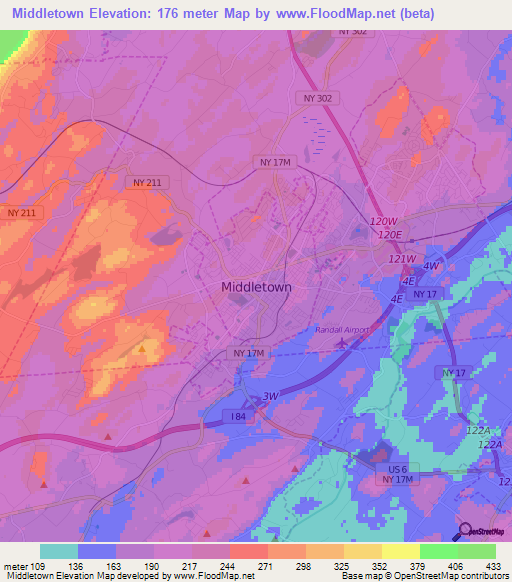 Middletown,US Elevation Map