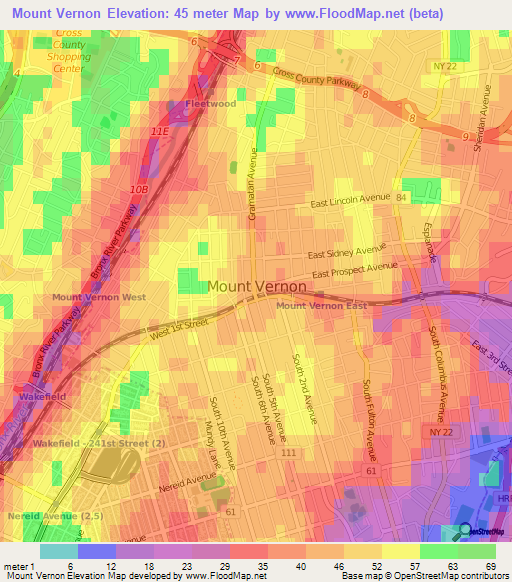 Mount Vernon,US Elevation Map