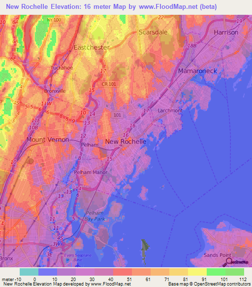 New Rochelle,US Elevation Map