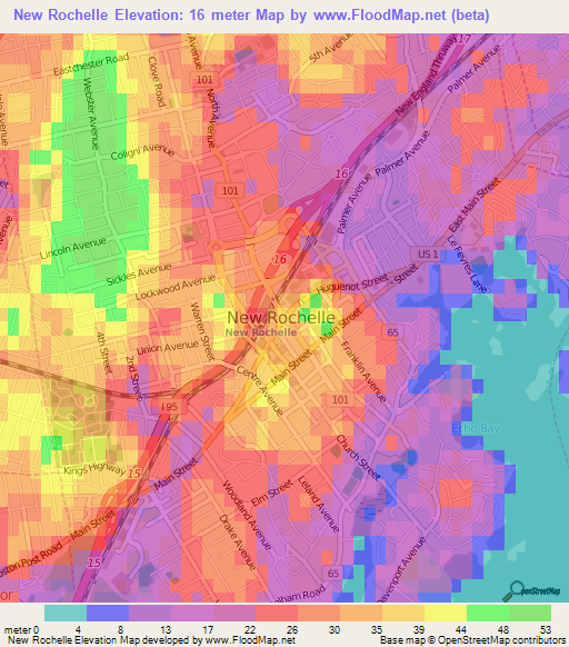 New Rochelle,US Elevation Map