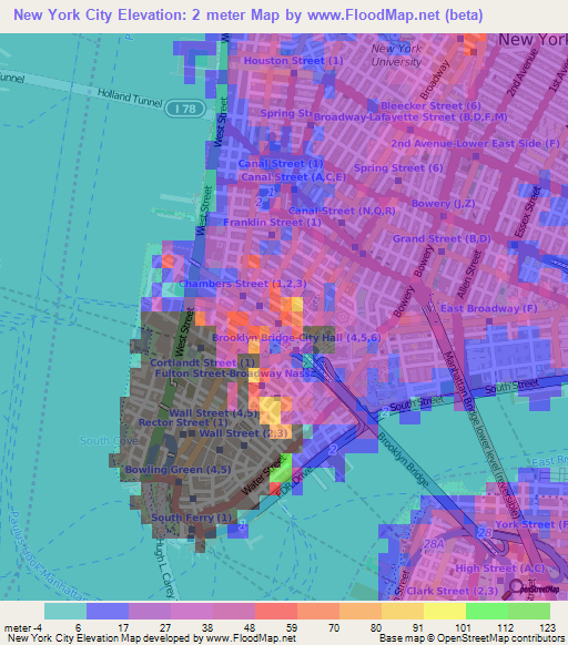 New York City,US Elevation Map