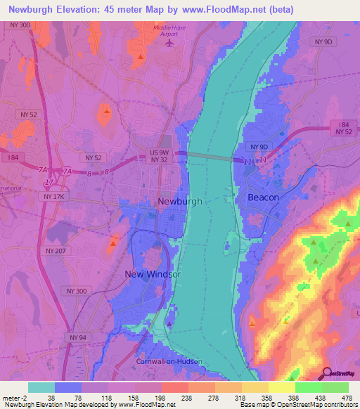 Newburgh,US Elevation Map