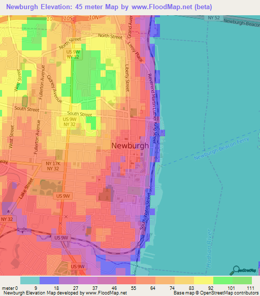 Newburgh,US Elevation Map