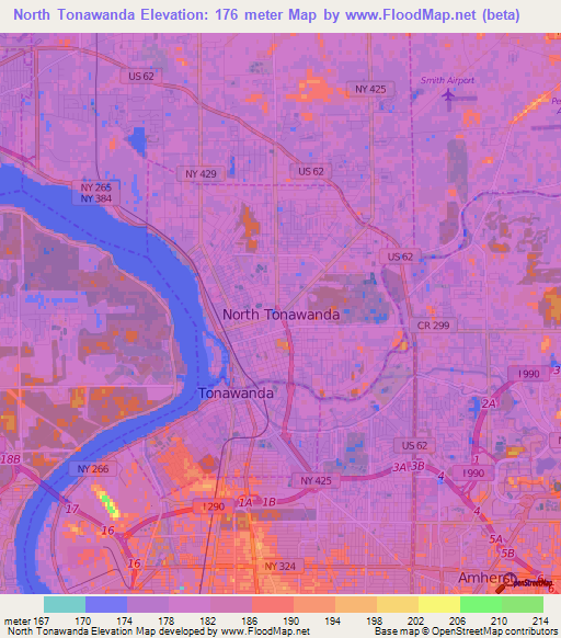 North Tonawanda,US Elevation Map