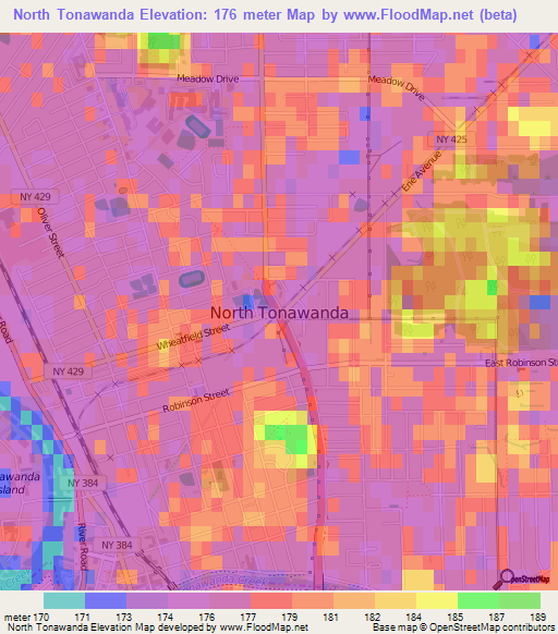 North Tonawanda,US Elevation Map