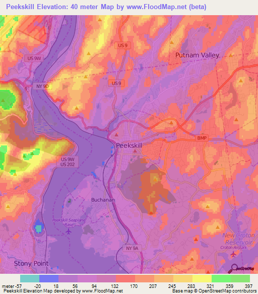 Peekskill,US Elevation Map