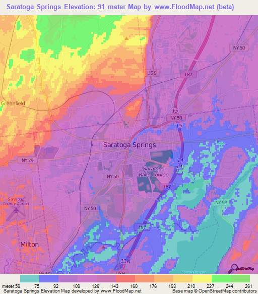 Saratoga Springs,US Elevation Map