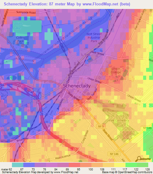 Schenectady,US Elevation Map