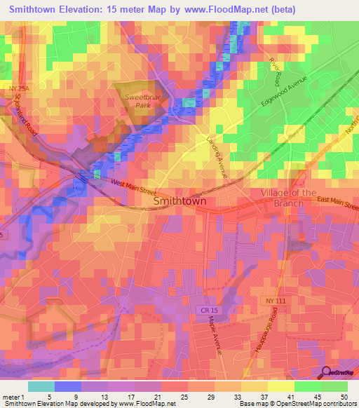 Smithtown,US Elevation Map