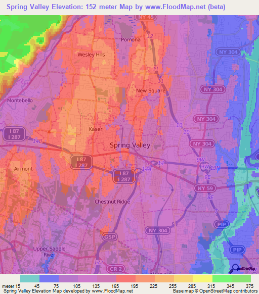 Spring Valley,US Elevation Map