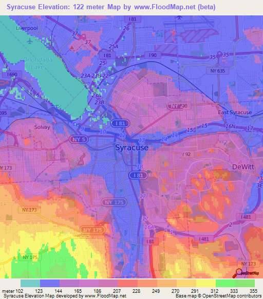 Syracuse,US Elevation Map