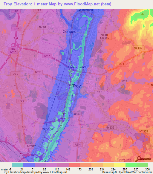 Troy,US Elevation Map