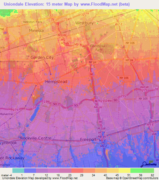 Uniondale,US Elevation Map