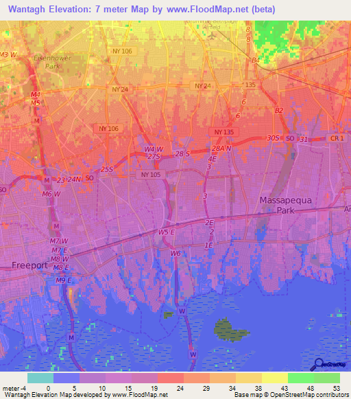 Wantagh,US Elevation Map