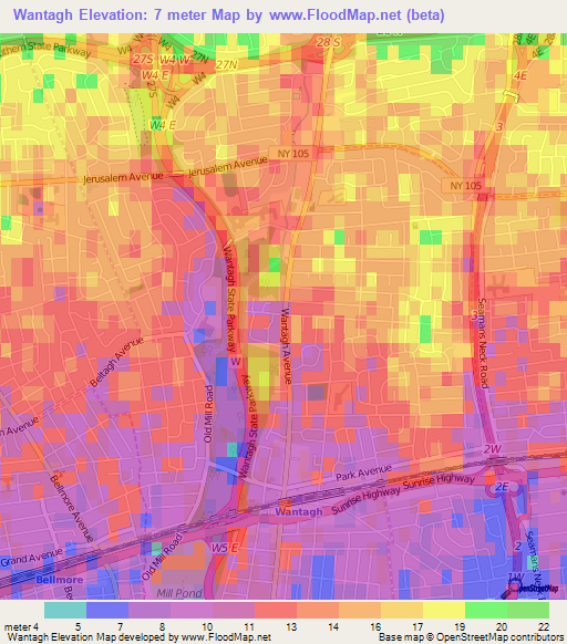 Wantagh,US Elevation Map