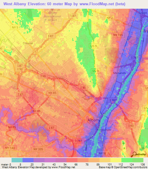 West Albany,US Elevation Map