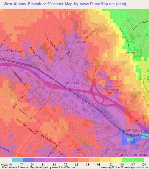 West Albany,US Elevation Map