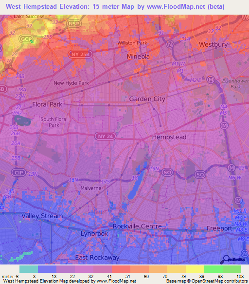 West Hempstead,US Elevation Map