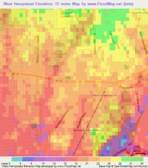 West Hempstead,US Elevation Map