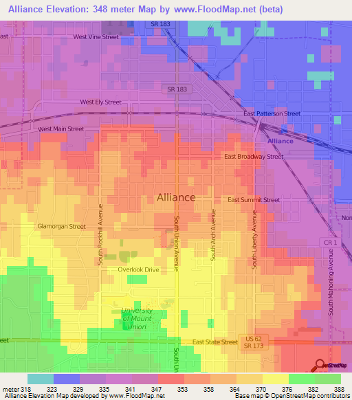 Alliance,US Elevation Map