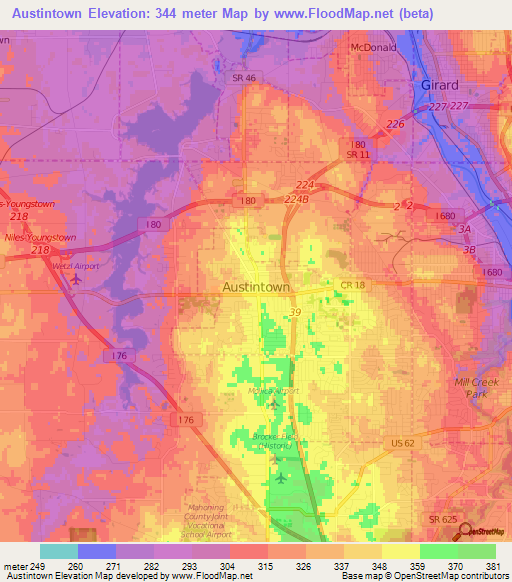 Austintown,US Elevation Map