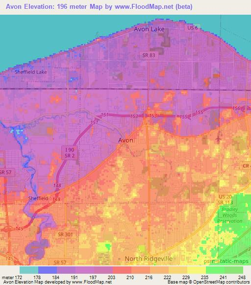 Avon,US Elevation Map