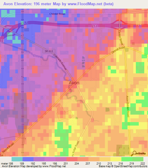 Avon,US Elevation Map