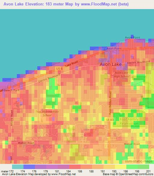 Avon Lake,US Elevation Map