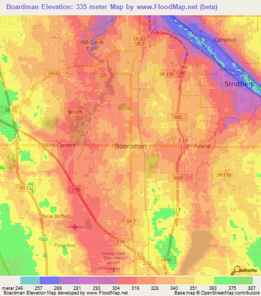 Boardman,US Elevation Map