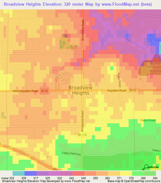 Broadview Heights,US Elevation Map