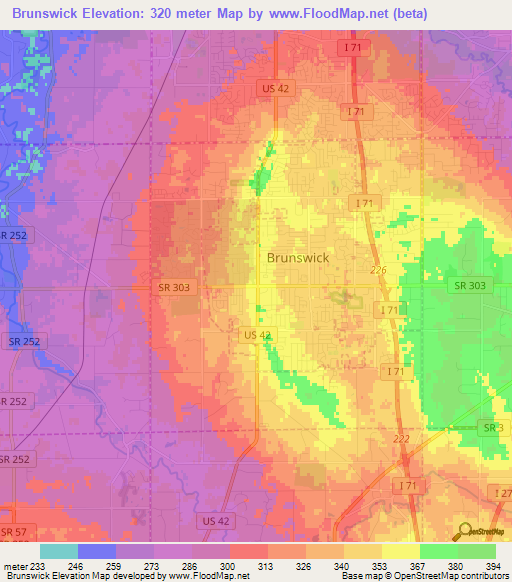 Brunswick,US Elevation Map